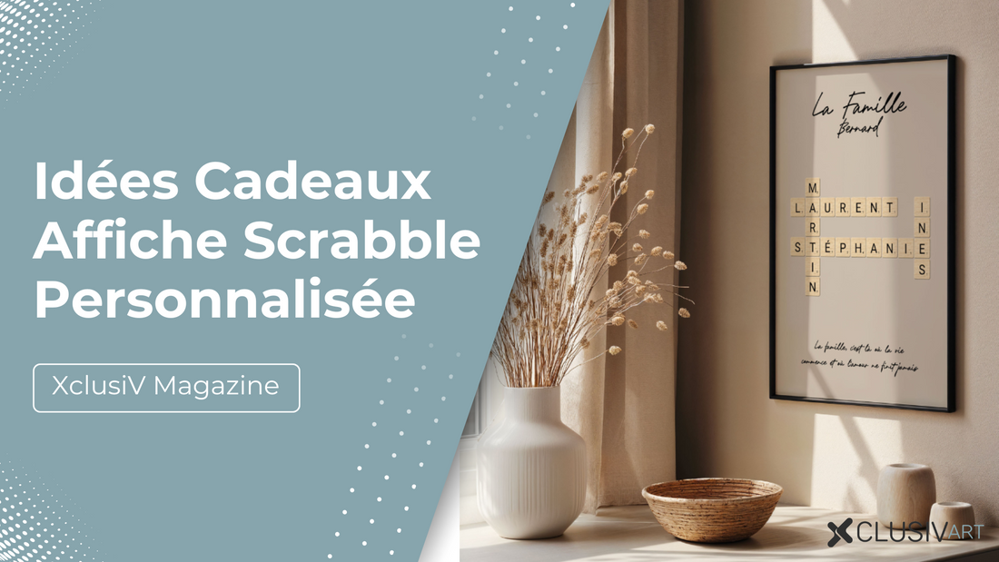 Créez une affiche Scrabble personnalisée unique 🖼️✨ Idée cadeau originale pour la famille, les amis ou un couple. Papier premium, encadrement au choix, livraison rapide ! 🚀