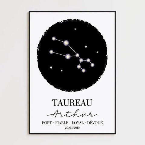 Tableau Personnalisé Signe Astrologique étoiles Taureau