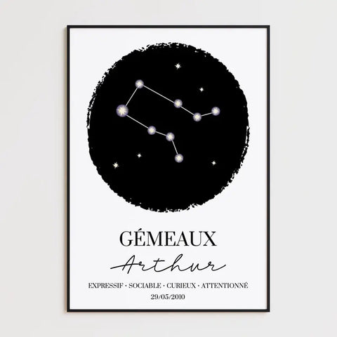 Tableau Personnalisé Signe Astrologique étoiles Gémeaux