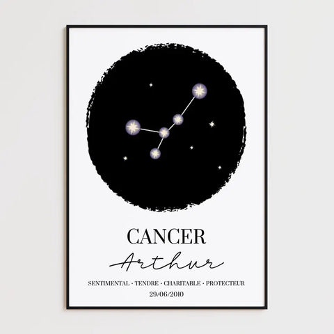 Tableau Personnalisé Signe Astrologique étoiles Cancer