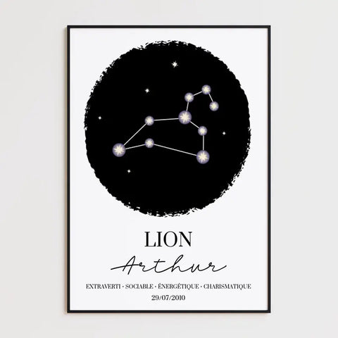 Tableau Personnalisé Signe Astrologique étoiles Lion