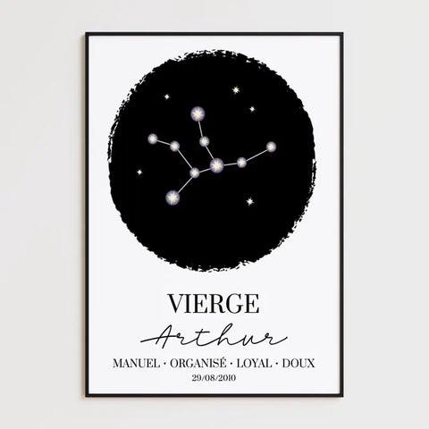 Tableau Personnalisé Signe Astrologique étoiles Vierge