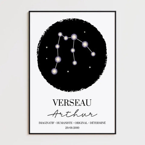 Tableau Personnalisé Signe Astrologique étoiles Verseau