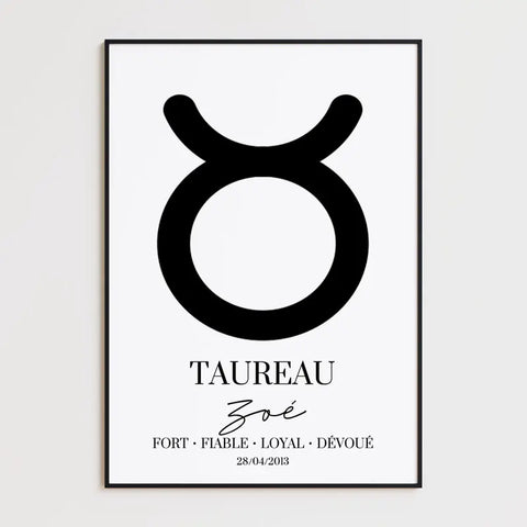 Tableau Signe Astrologique Personnalisé Taureau