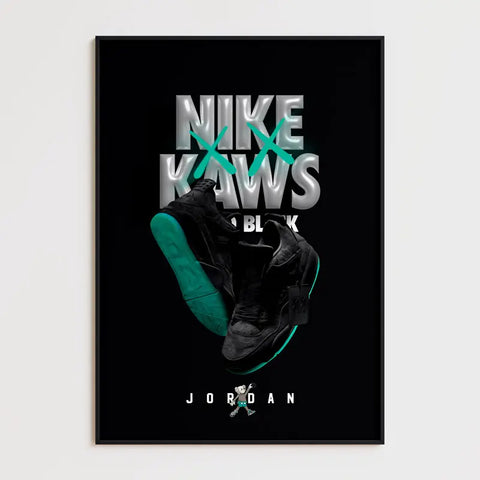 Affiche et Tableau Pop Art de Sneakers Nike Kaws Jordan Black