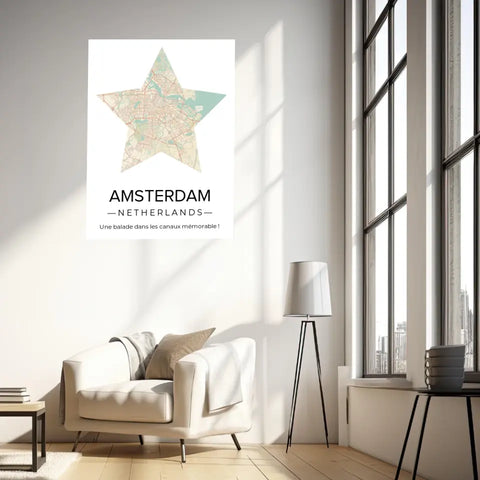 Affiche carte ville Personnalisée Étoile