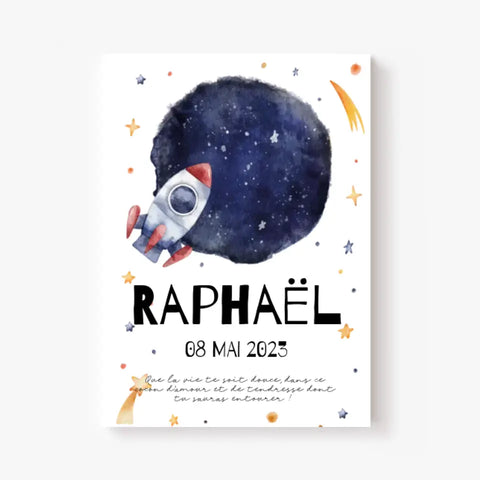 Affiche Naissance Personnalisé Fusée Espace