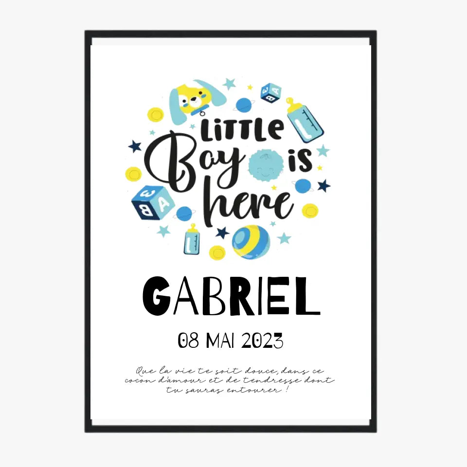 Affiche Naissance Personnalisé Petit Garçon