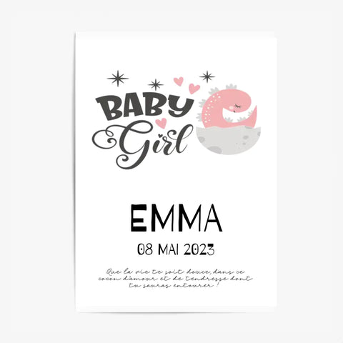 Affiche Naissance Personnalisé Bébé Fille