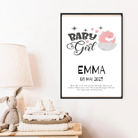 Affiche Naissance Personnalisé Bébé Fille