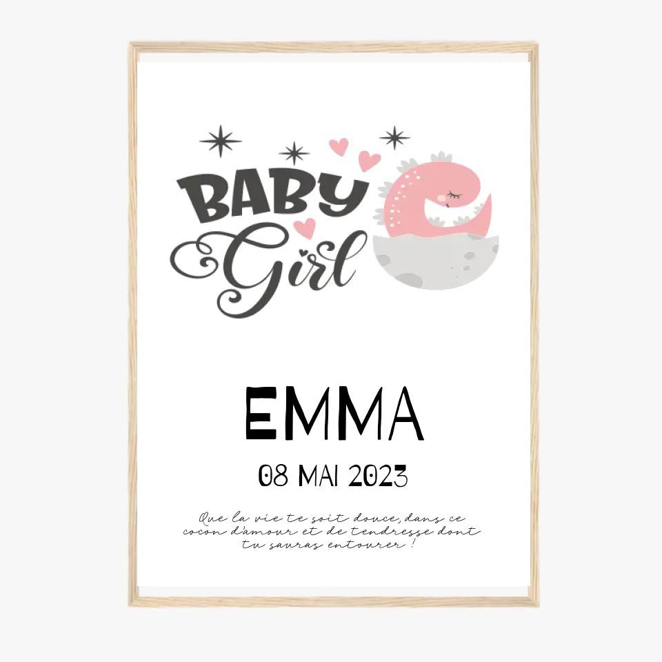 Affiche Naissance Personnalisé Bébé Fille