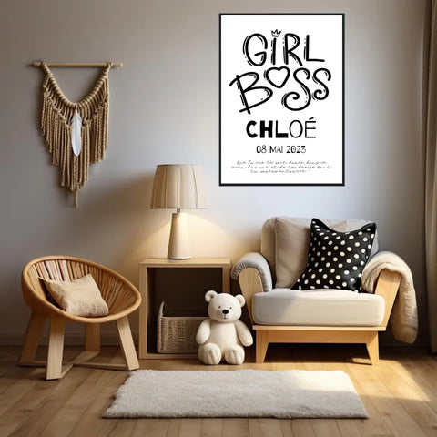 Affiche Naissance Personnalisé Girl Boss