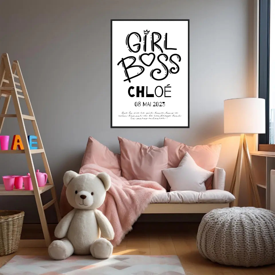 Affiche Naissance Personnalisé Girl Boss