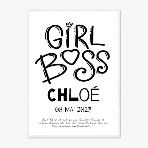 Affiche Naissance Personnalisé Girl Boss