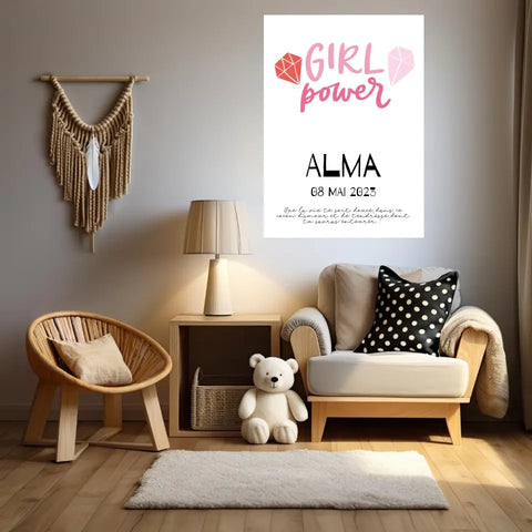 Affiche Naissance Personnalisé Girl Power