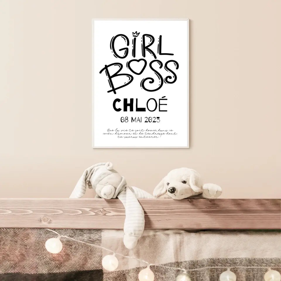 Affiche Naissance Personnalisé Girl Boss