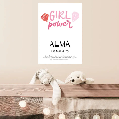 Affiche Naissance Personnalisé Girl Power