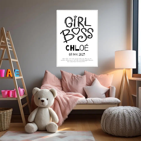 Affiche Naissance Personnalisé Girl Boss