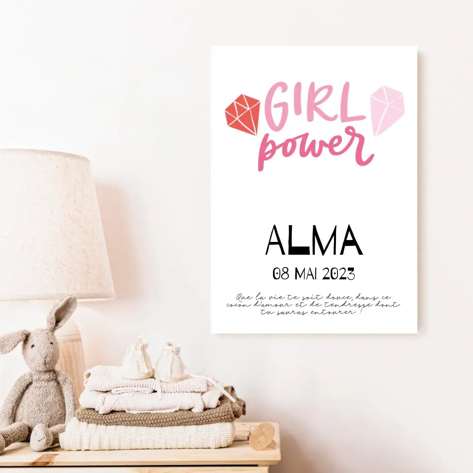 Affiche Naissance Personnalisé Girl Power