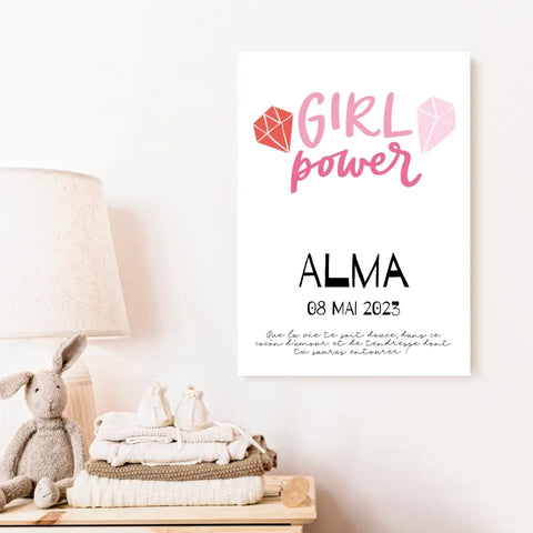 Affiche Naissance Personnalisé Girl Power