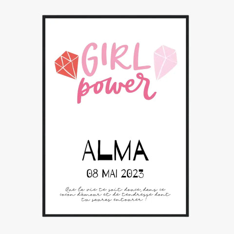 Affiche Naissance Personnalisé Girl Power