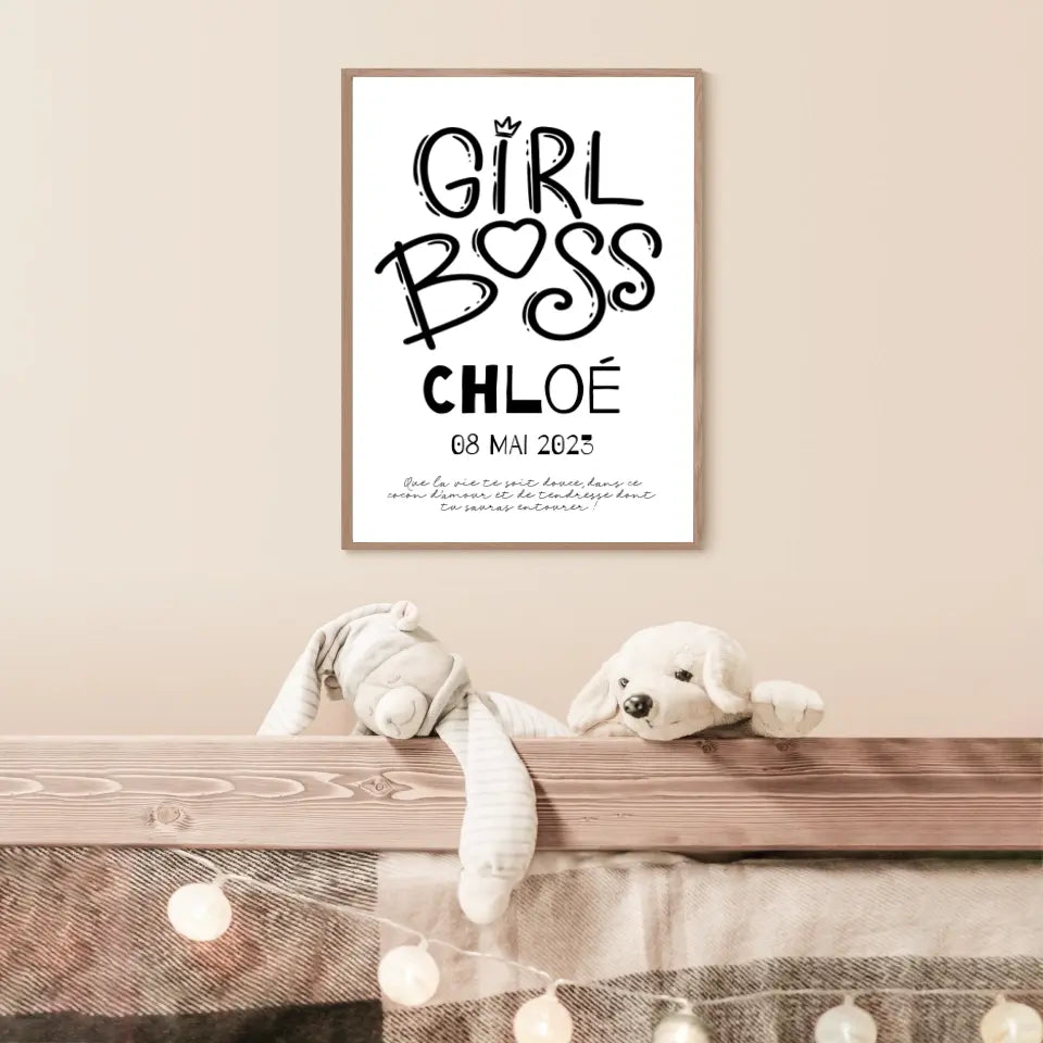 Affiche Naissance Personnalisé Girl Boss