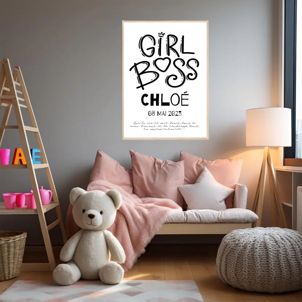 Affiche Naissance Personnalisé Girl Boss