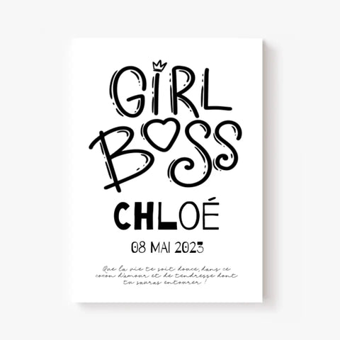 Affiche Naissance Personnalisé Girl Boss