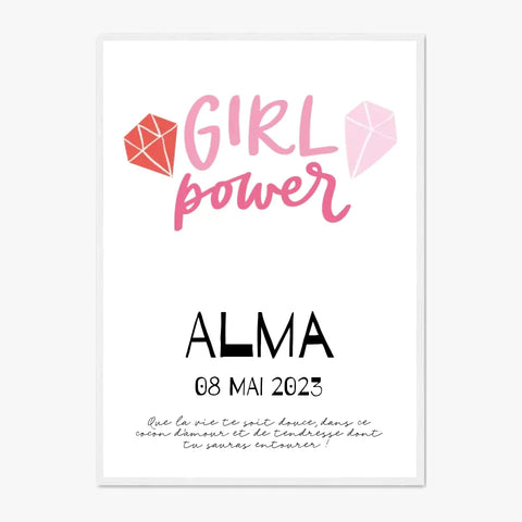 Affiche Naissance Personnalisé Girl Power