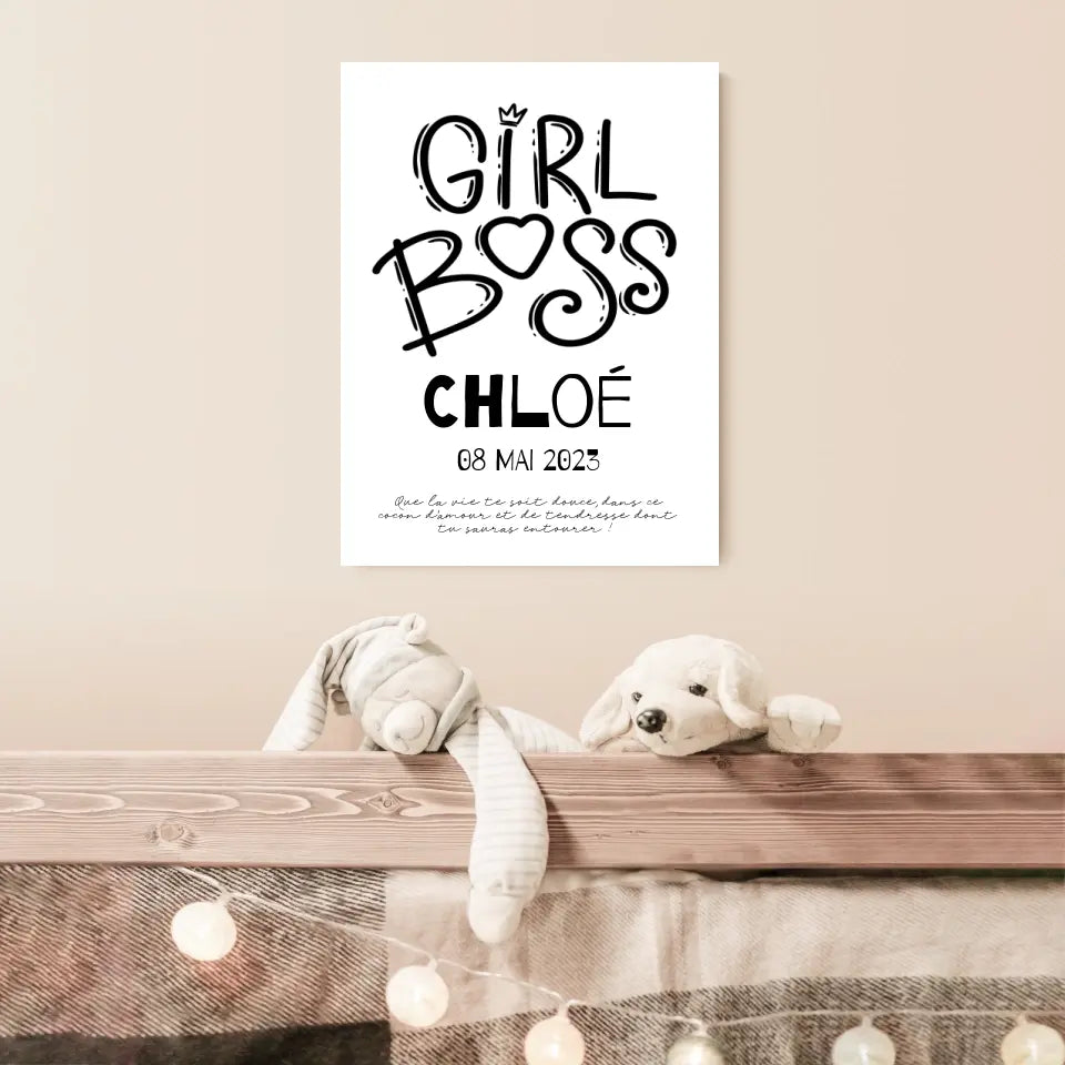 Affiche Naissance Personnalisé Girl Boss