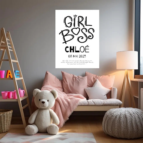 Affiche Naissance Personnalisé Girl Boss