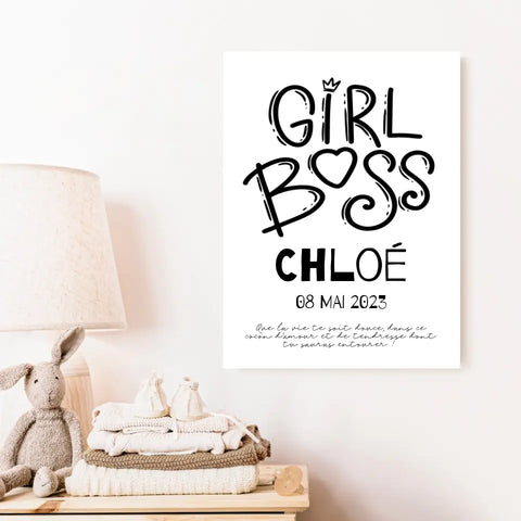 Affiche Naissance Personnalisé Girl Boss