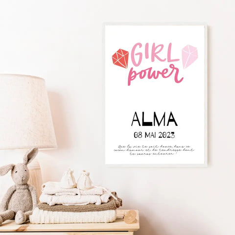 Affiche Naissance Personnalisé Girl Power