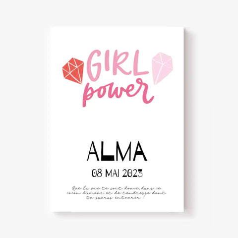 Affiche Naissance Personnalisé Girl Power