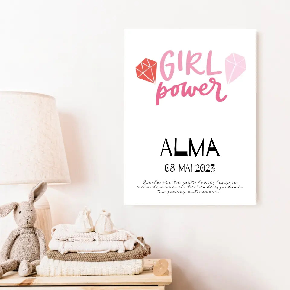 Affiche Naissance Personnalisé Girl Power