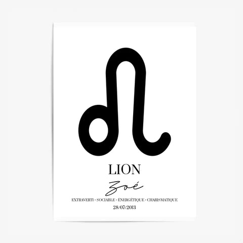Tableau Signe Astrologique Personnalisé Lion