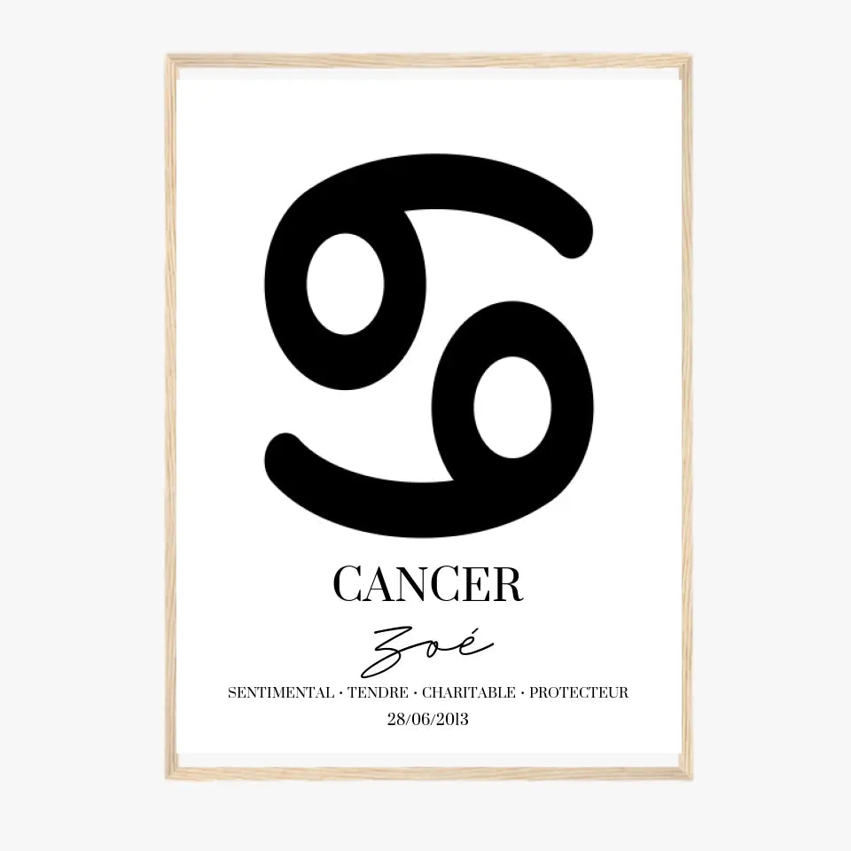 Tableau Signe Astrologique Personnalisé Cancer