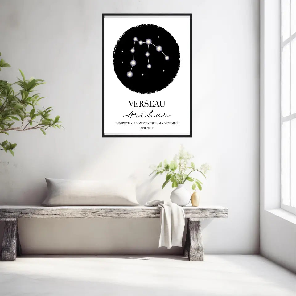 Tableau Personnalisé Signe Astrologique étoiles Verseau