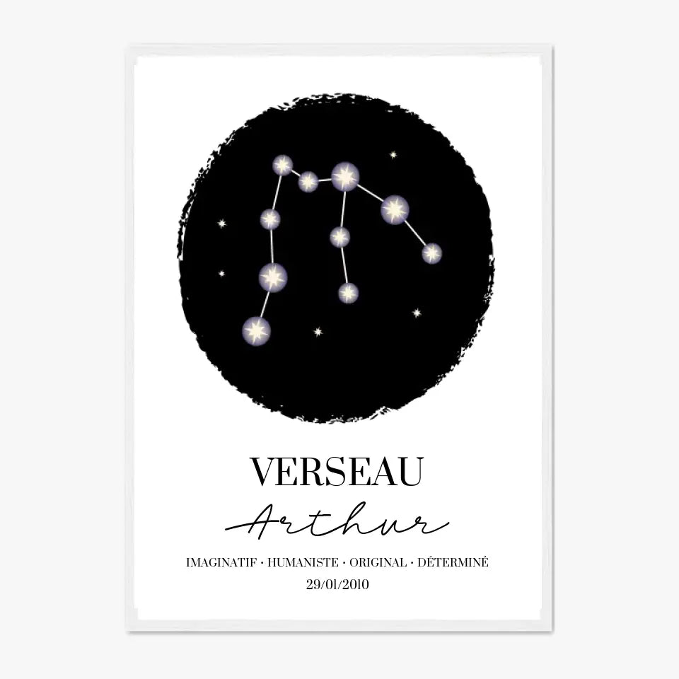 Tableau Personnalisé Signe Astrologique étoiles Verseau