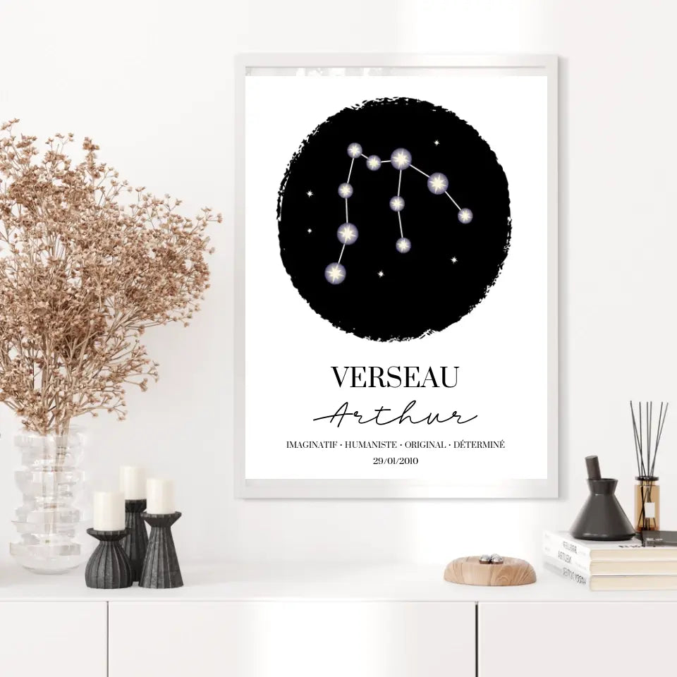 Tableau Personnalisé Signe Astrologique étoiles Verseau