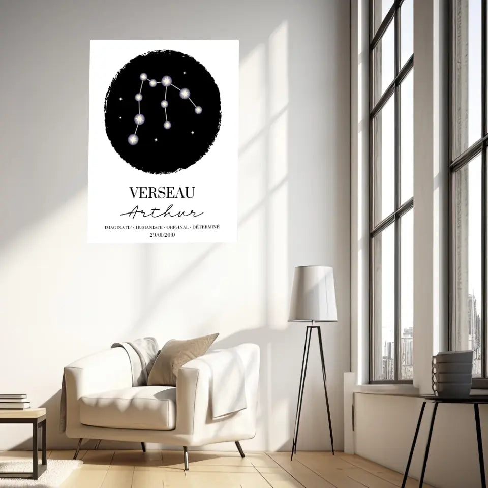 Tableau Personnalisé Signe Astrologique étoiles Verseau