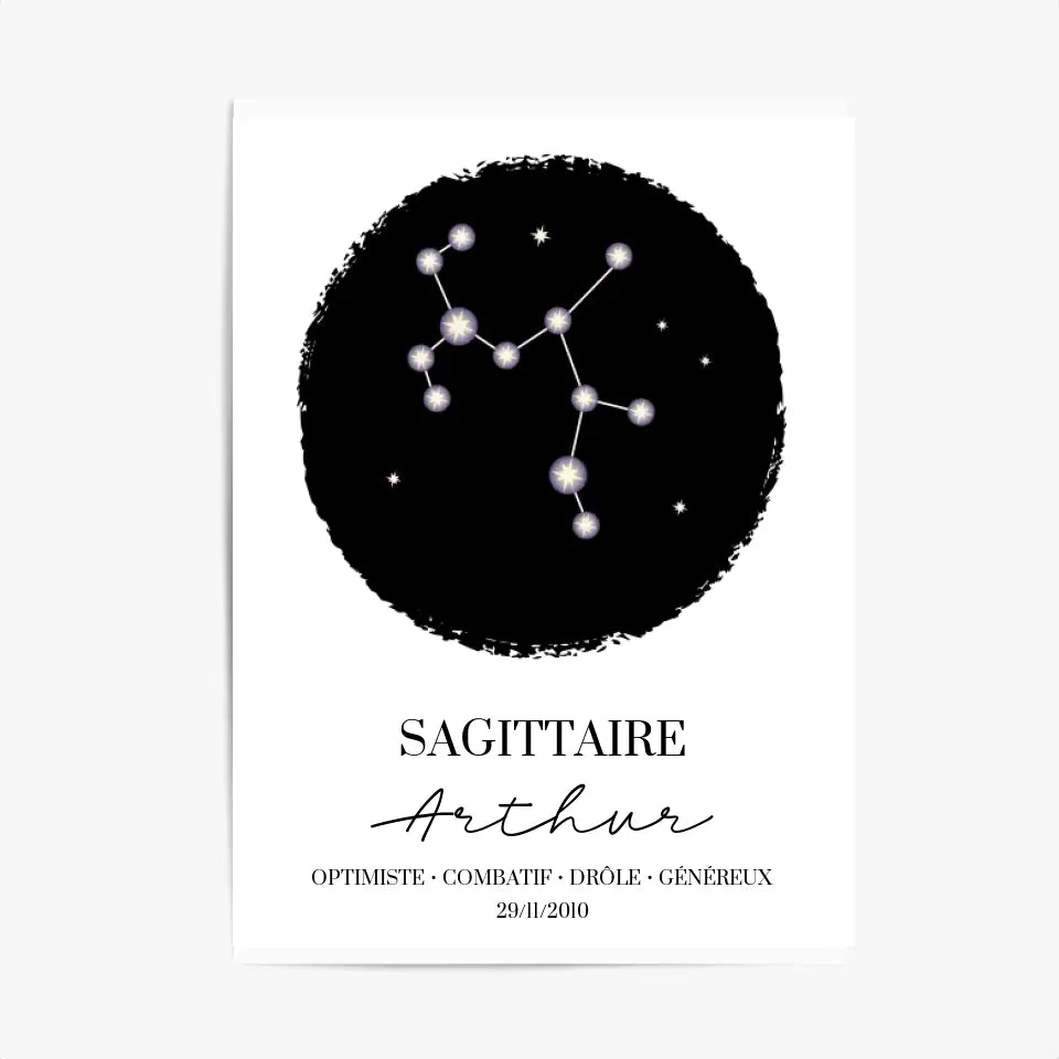 Tableau Personnalisé Signe Astrologique étoiles Sagittaire