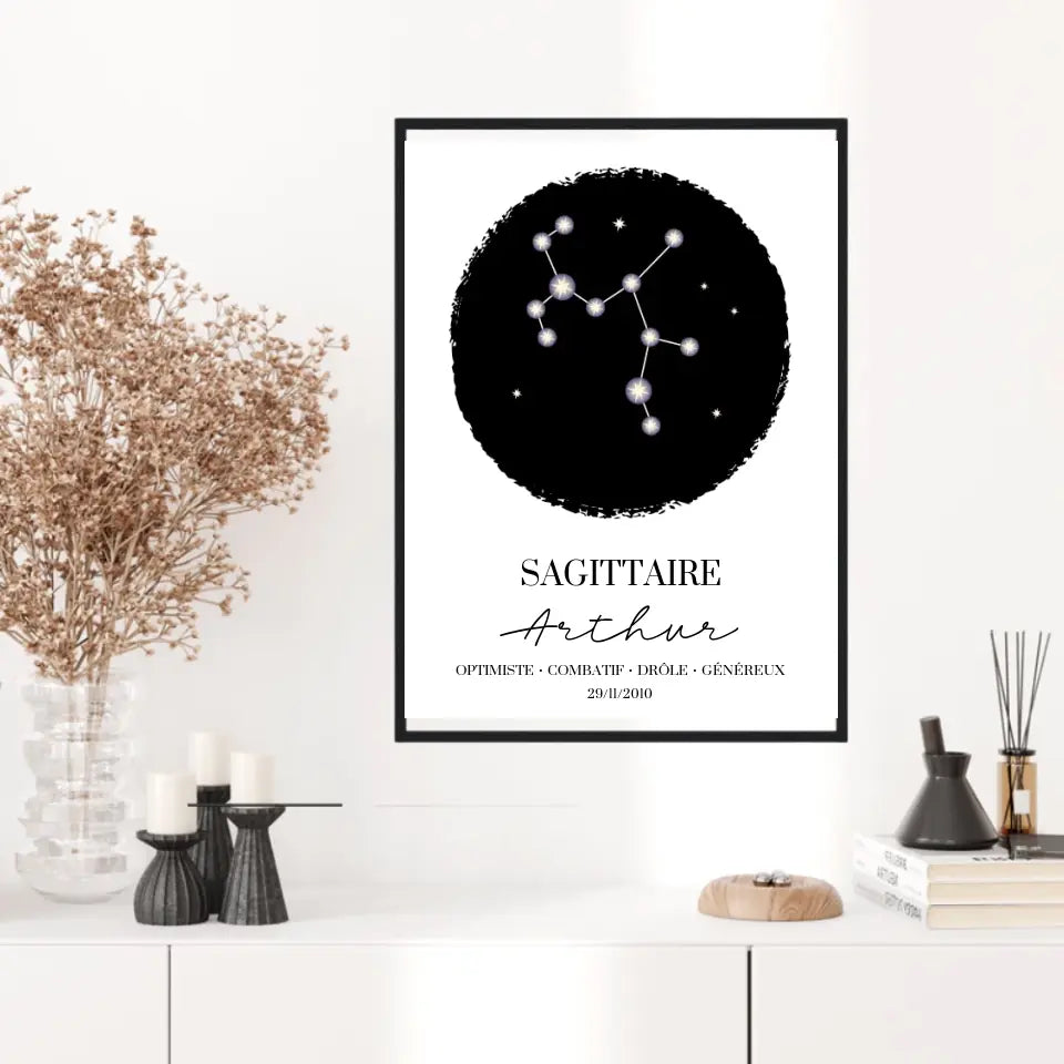 Tableau Personnalisé Signe Astrologique étoiles Sagittaire