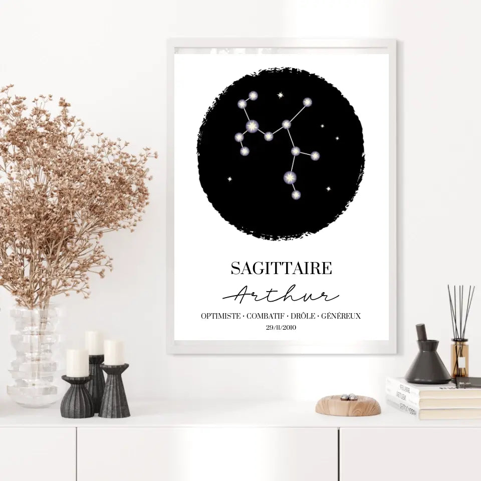 Tableau Personnalisé Signe Astrologique étoiles Sagittaire