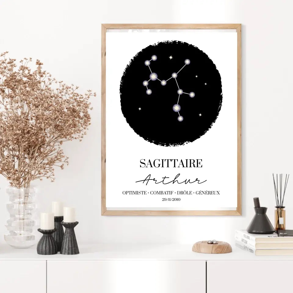 Tableau Personnalisé Signe Astrologique étoiles Sagittaire