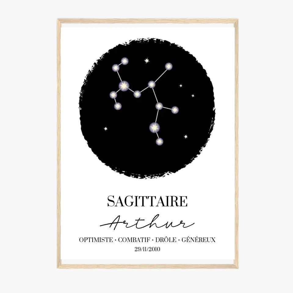 Tableau Personnalisé Signe Astrologique étoiles Sagittaire