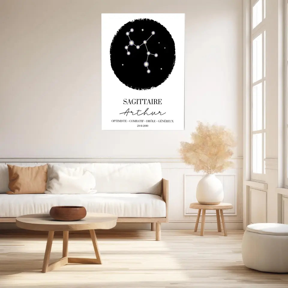 Tableau Personnalisé Signe Astrologique étoiles Sagittaire