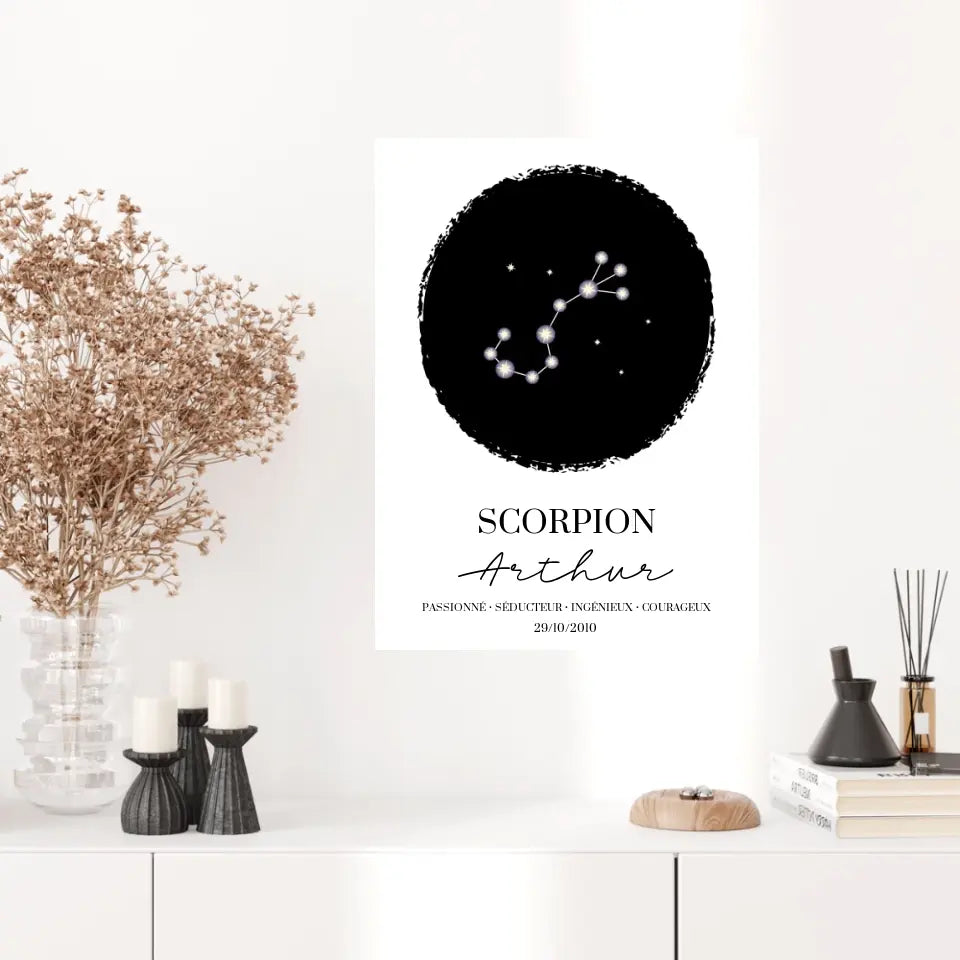 Tableau Personnalisé Signe Astrologique étoiles Scorpion