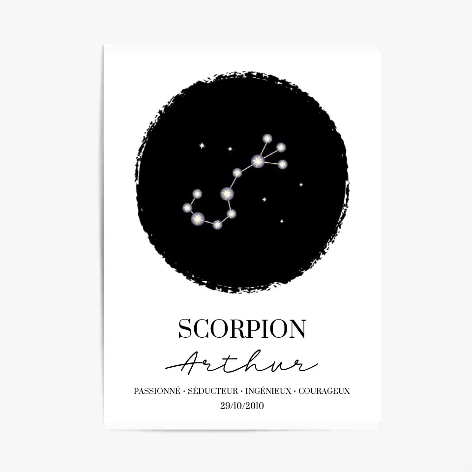 Tableau Personnalisé Signe Astrologique étoiles Scorpion