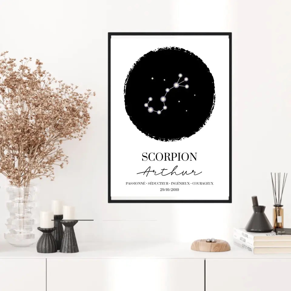 Tableau Personnalisé Signe Astrologique étoiles Scorpion